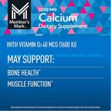 Member's Mark Calcium with Vitamin D3 Tablets, 600 ct.